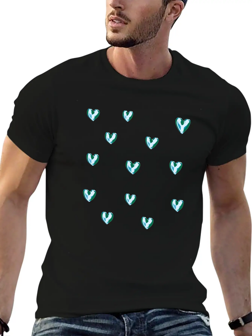Dihearts Pattern Symbol Love Heart Silver Shamonds Classic Cotton Tee – Unisex Comfort For Any Season