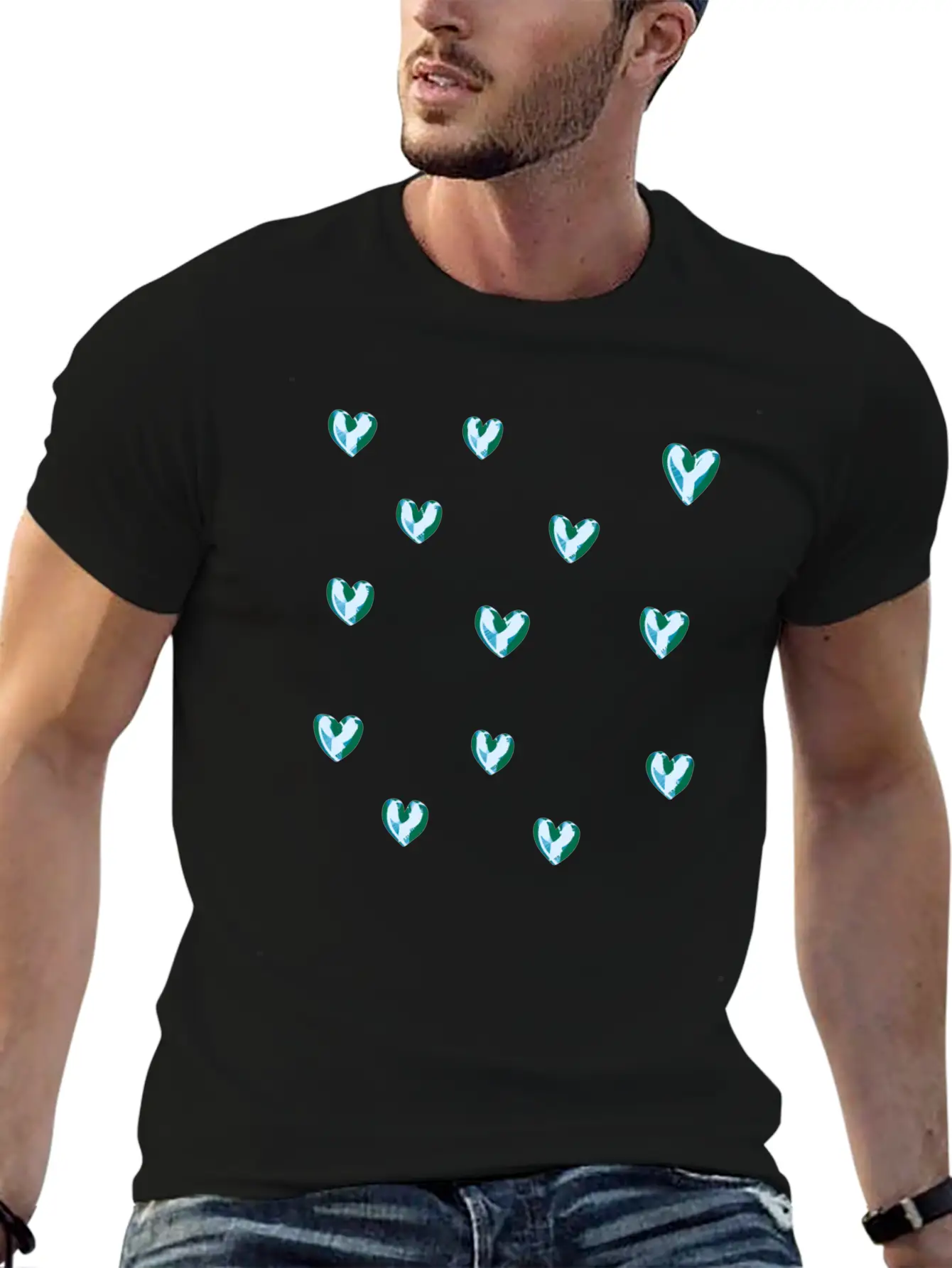 Dihearts Pattern Symbol Love Heart Silver Shamonds Classic Cotton Tee – Unisex Comfort For Any Season