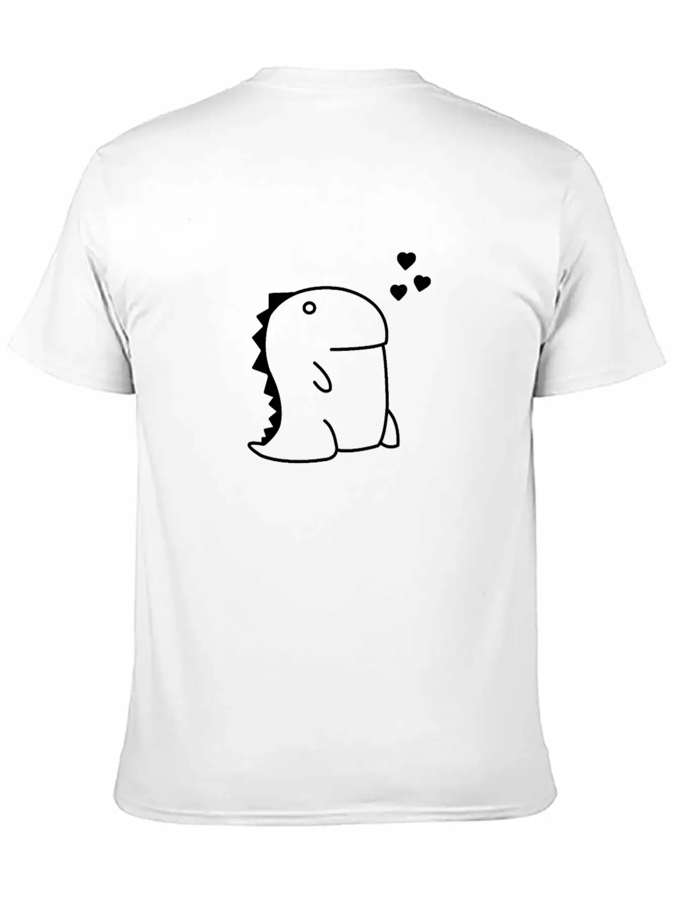 Dino - RAWR Dino Heart Cartoon Line Art Dinosaur Classic Cotton Tee – Unisex Comfort For Any Season