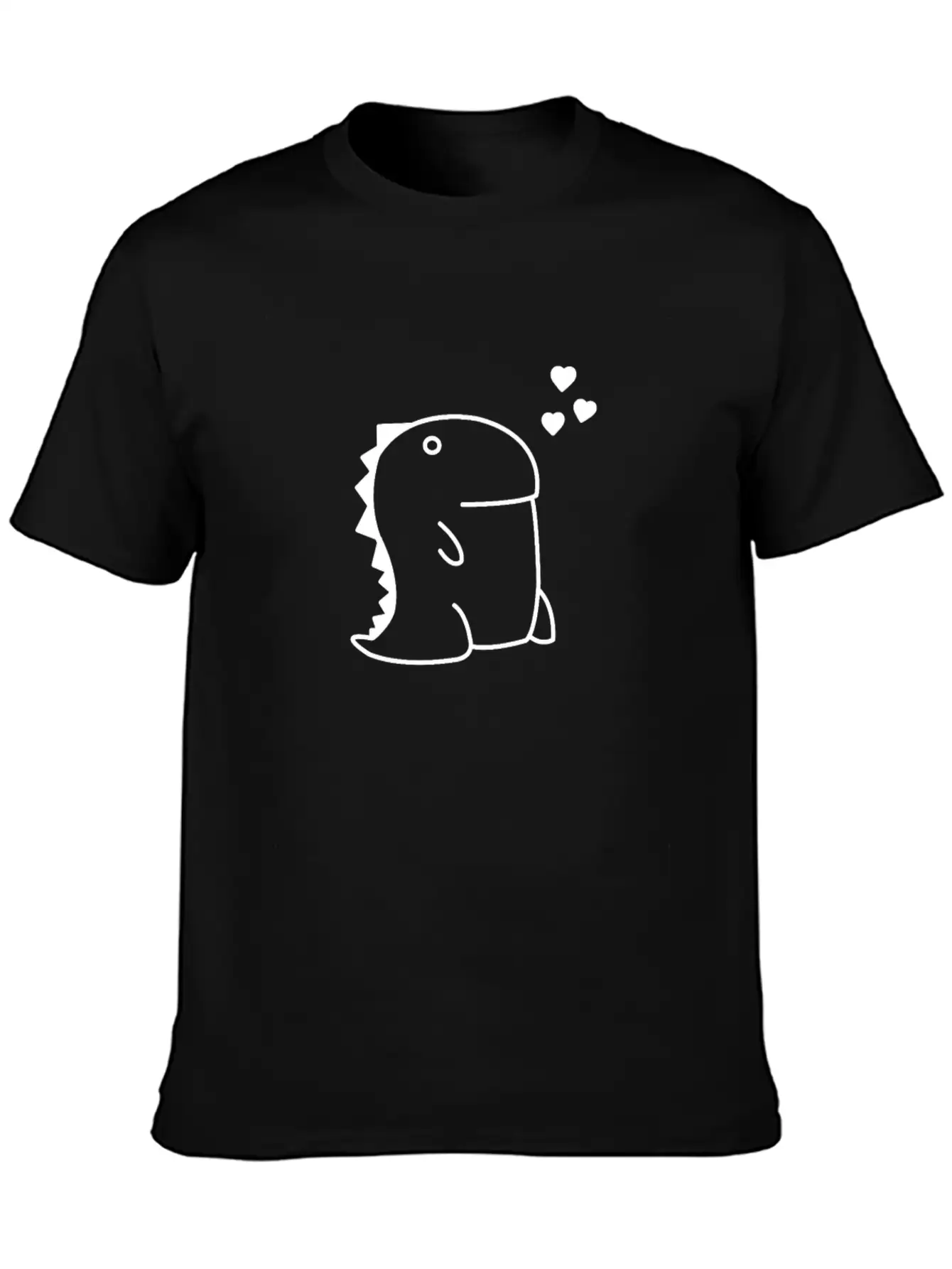 Dino - RAWR Dino Heart Cartoon Line Art Dinosaur Classic Cotton Tee – Unisex Comfort For Any Season