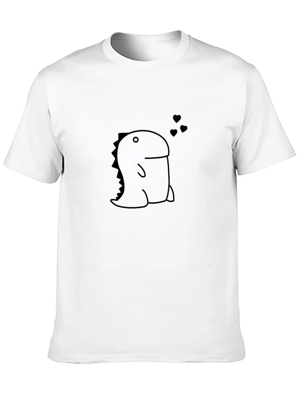 Dino - RAWR Dino Heart Cartoon Line Art Dinosaur Classic Cotton Tee – Unisex Comfort For Any Season
