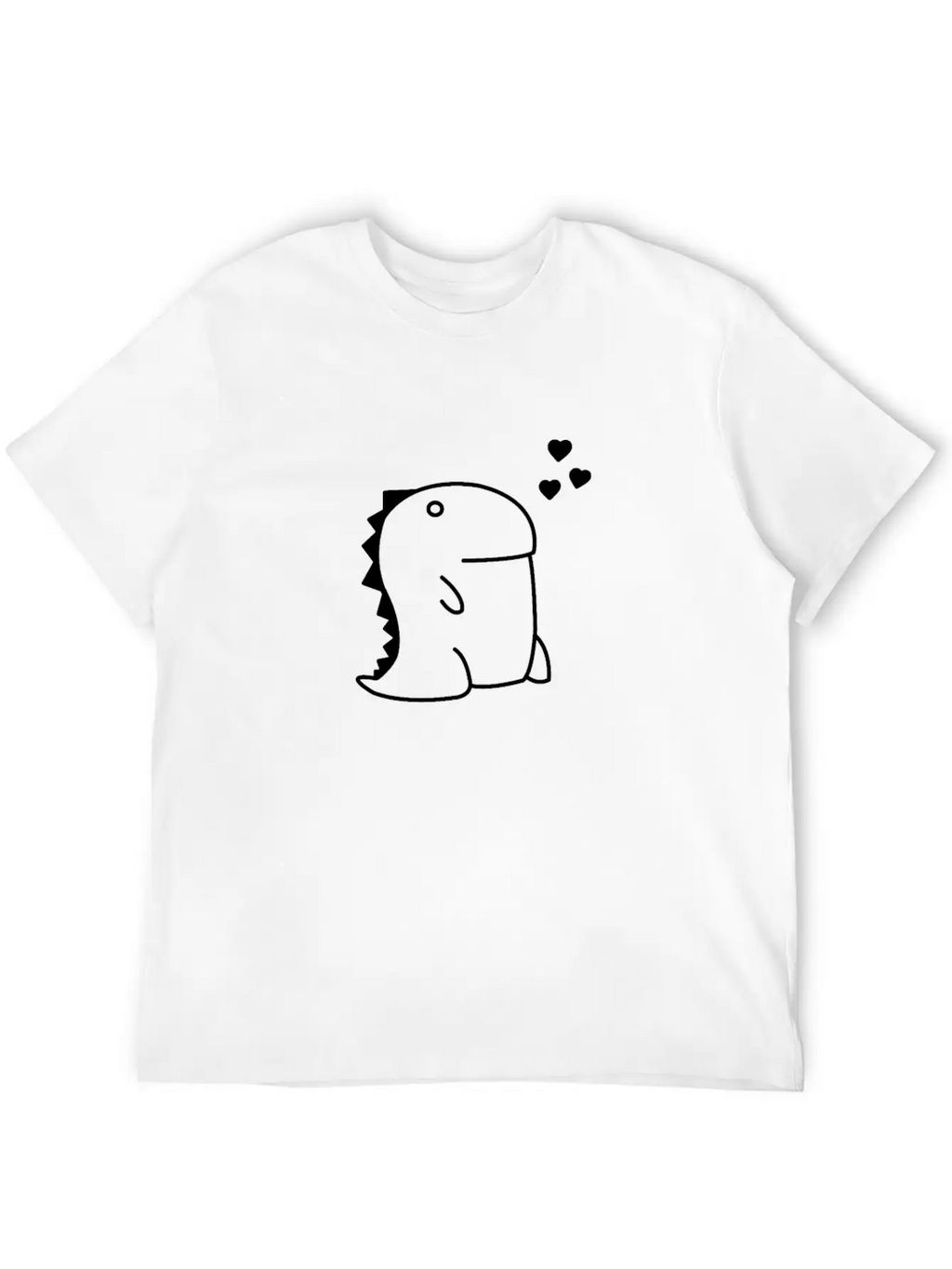 Dino - RAWR Dino Heart Cartoon Line Art Dinosaur Classic Cotton Tee – Unisex Comfort For Any Season