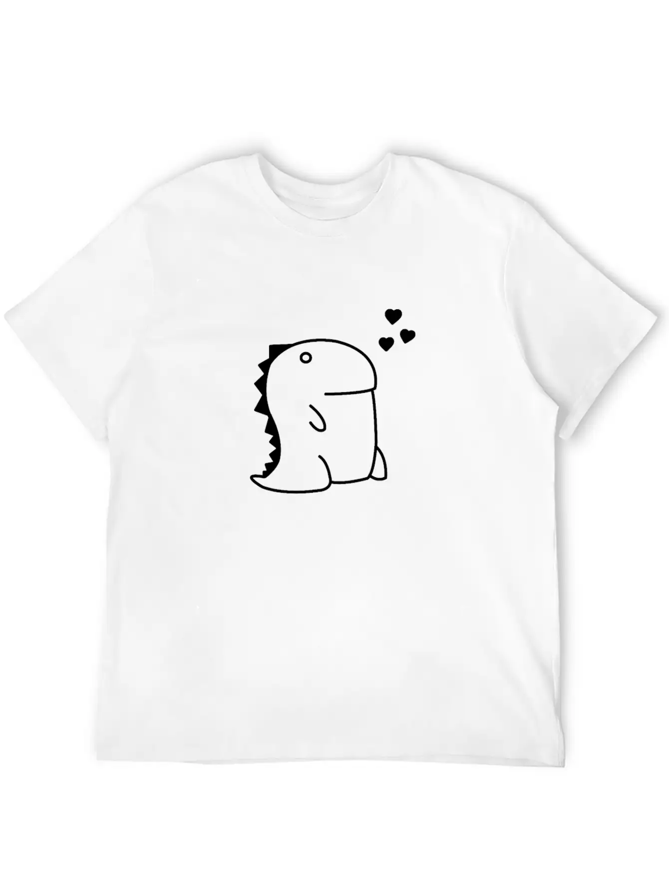 Dino - RAWR Dino Heart Cartoon Line Art Dinosaur Classic Cotton Tee – Unisex Comfort For Any Season