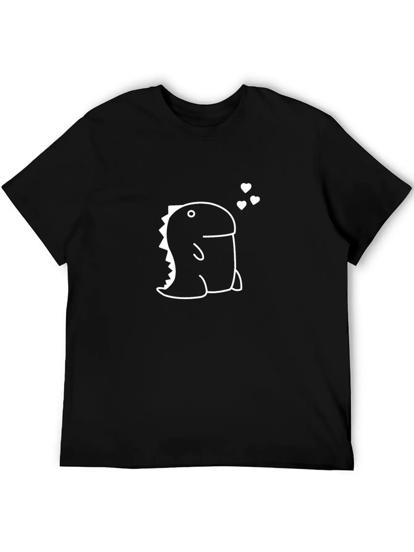 Dino - RAWR Dino Heart Cartoon Line Art Dinosaur Classic Cotton Tee – Unisex Comfort For Any Season
