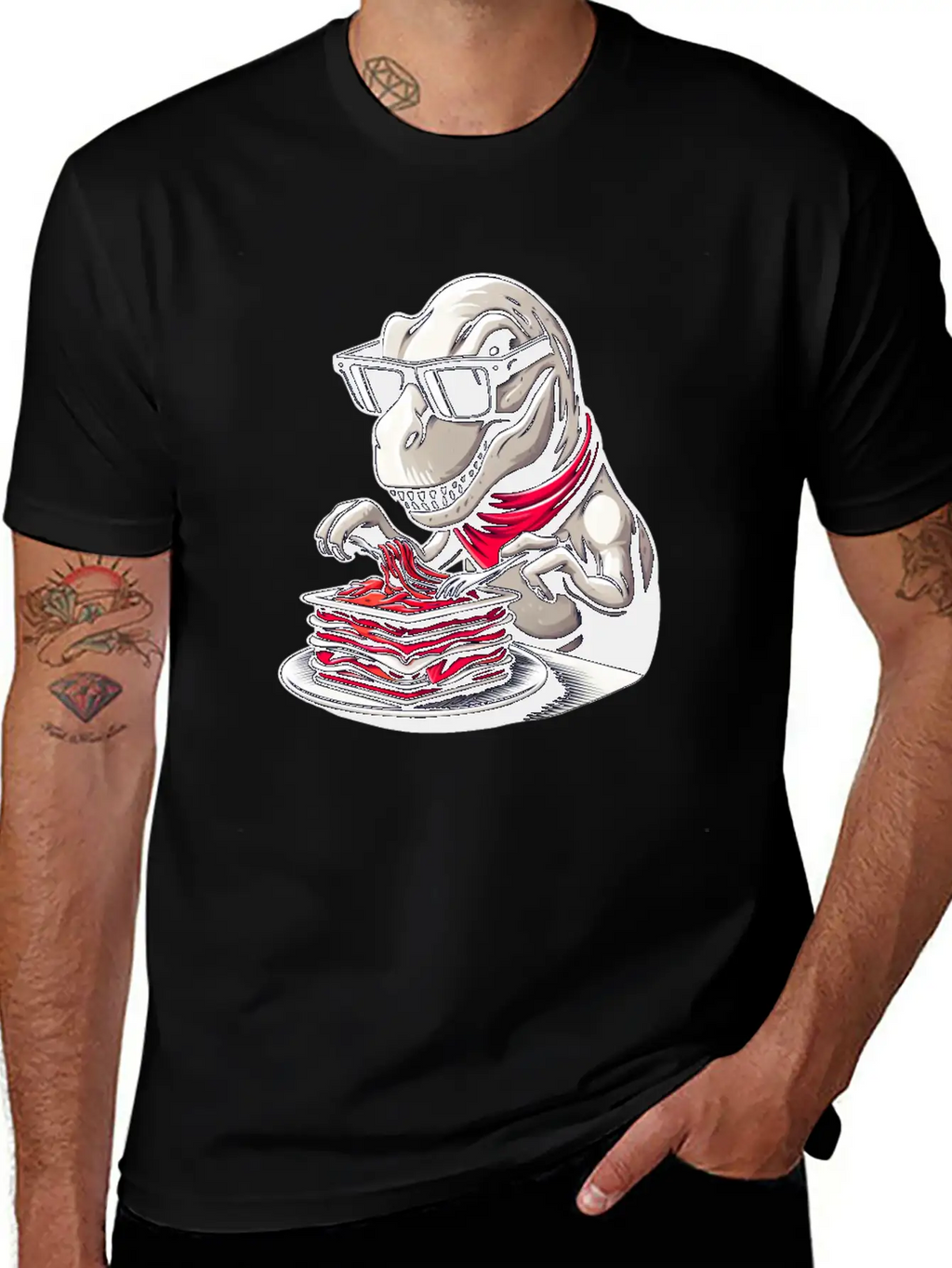 Dino T-Rex Lasagna Modern Elegant Timeless Short Sleeve Tee – Comfy And Minimalist Design