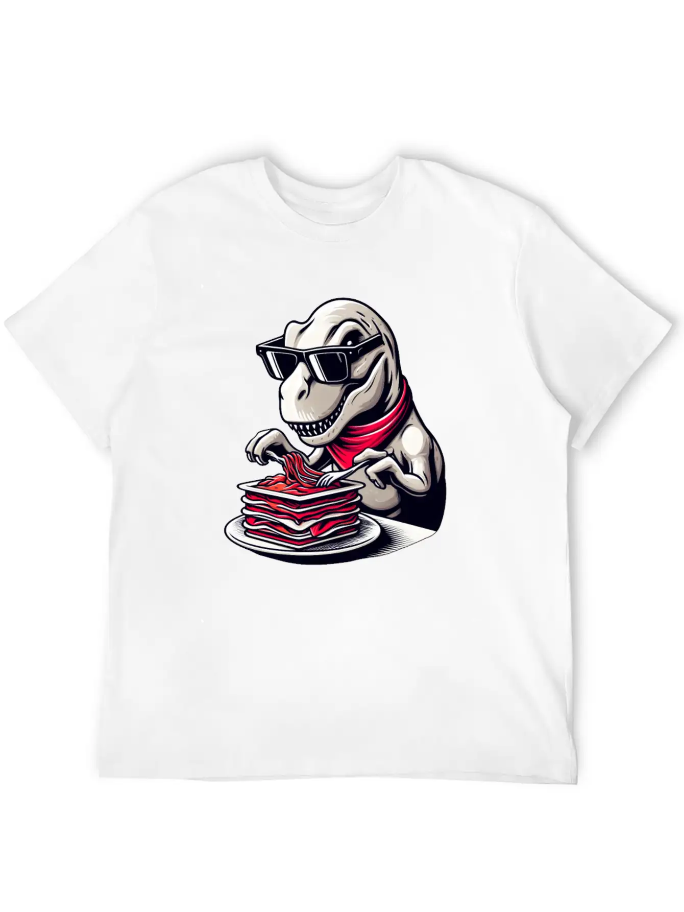 Dino T-Rex Lasagna Modern Elegant Timeless Short Sleeve Tee – Comfy And Minimalist Design