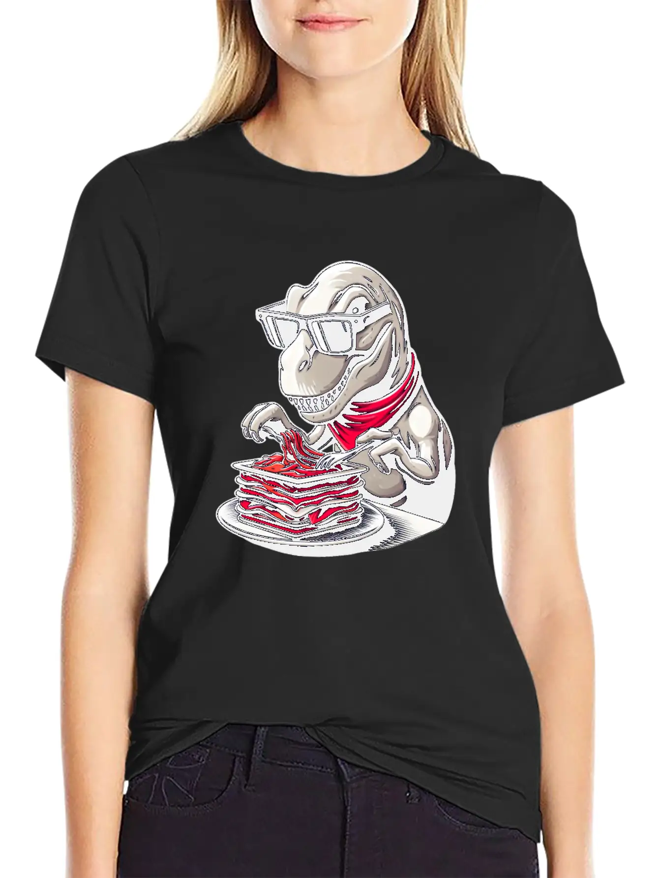 Dino T-Rex Lasagna Modern Elegant Timeless Short Sleeve Tee – Comfy And Minimalist Design