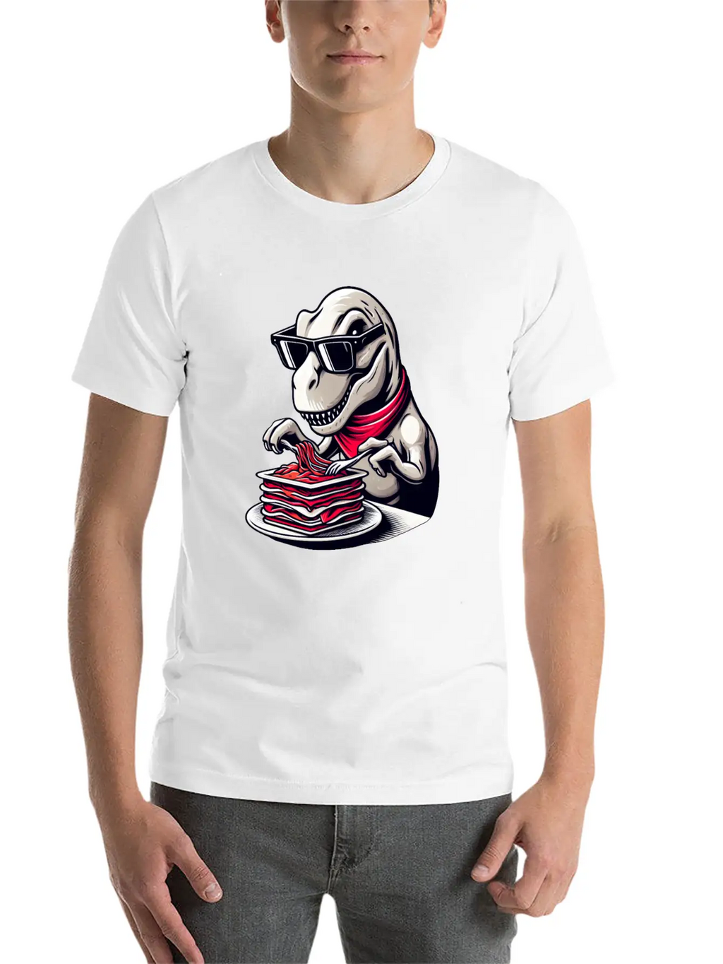 Dino T-Rex Lasagna Modern Elegant Timeless Short Sleeve Tee – Comfy And Minimalist Design
