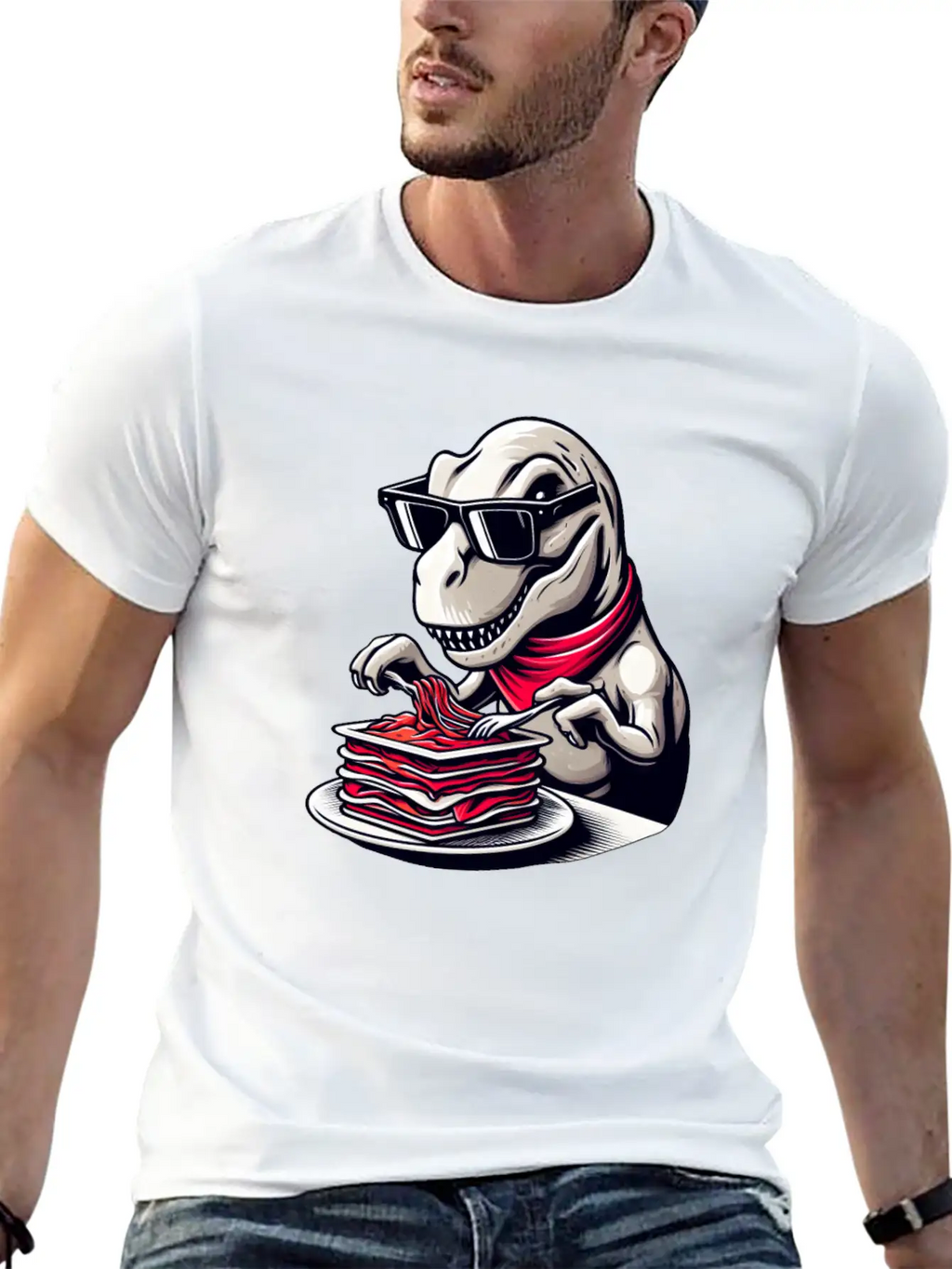 Dino T-Rex Lasagna Modern Elegant Timeless Short Sleeve Tee – Comfy And Minimalist Design