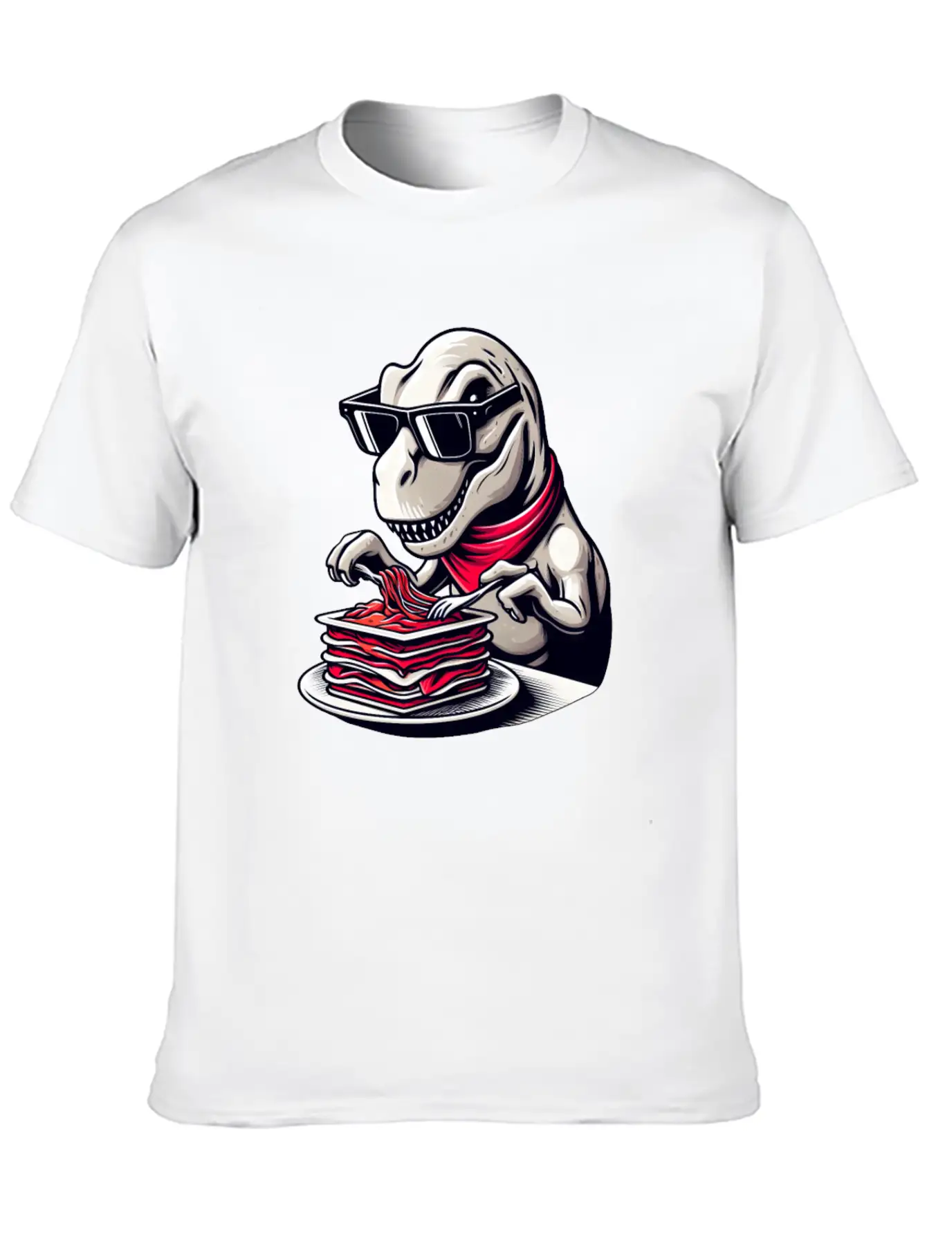 Dino T-Rex Lasagna Modern Elegant Timeless Short Sleeve Tee – Comfy And Minimalist Design
