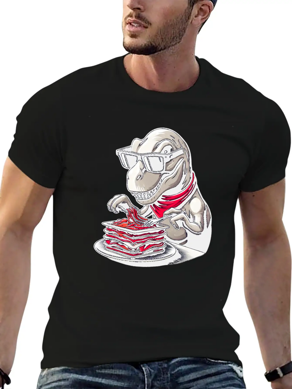 Dino T-Rex Lasagna Modern Elegant Timeless Short Sleeve Tee – Comfy And Minimalist Design
