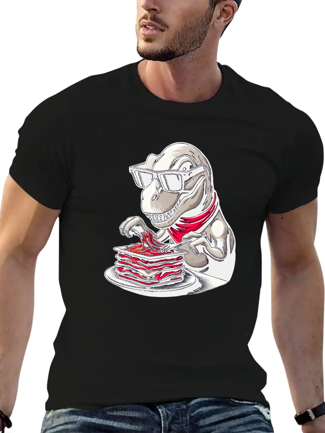 Dino T-Rex Lasagna Modern Elegant Timeless Short Sleeve Tee – Comfy And Minimalist Design