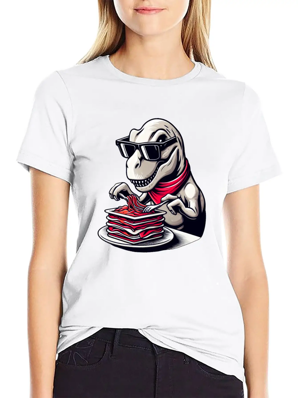 Dino T-Rex Lasagna Modern Elegant Timeless Short Sleeve Tee – Comfy And Minimalist Design