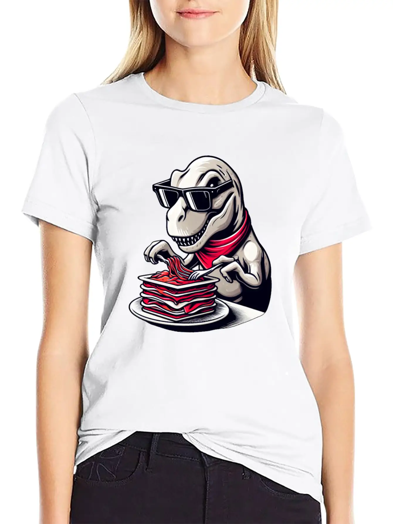 Dino T-Rex Lasagna Modern Elegant Timeless Short Sleeve Tee – Comfy And Minimalist Design
