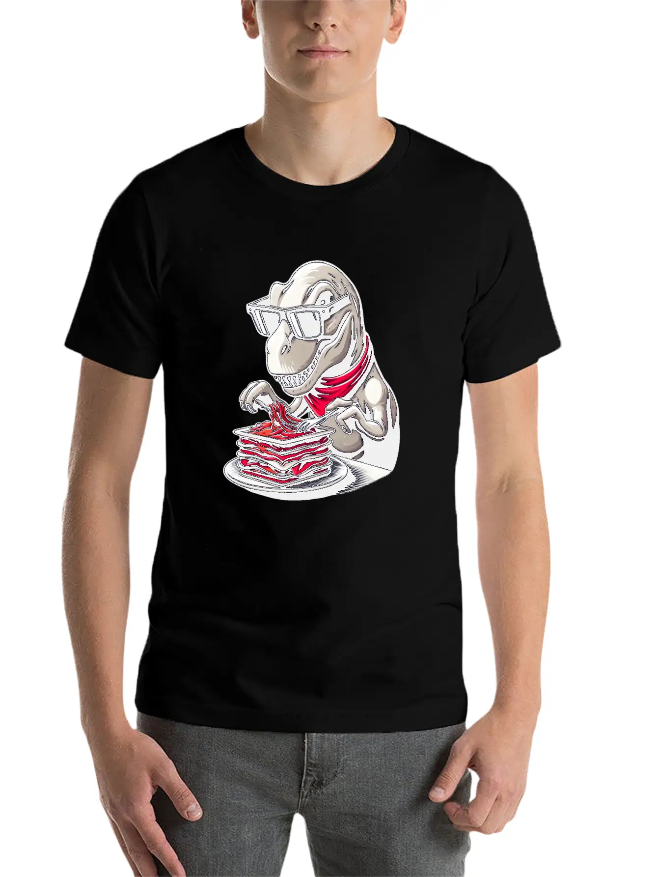 Dino T-Rex Lasagna Modern Elegant Timeless Short Sleeve Tee – Comfy And Minimalist Design