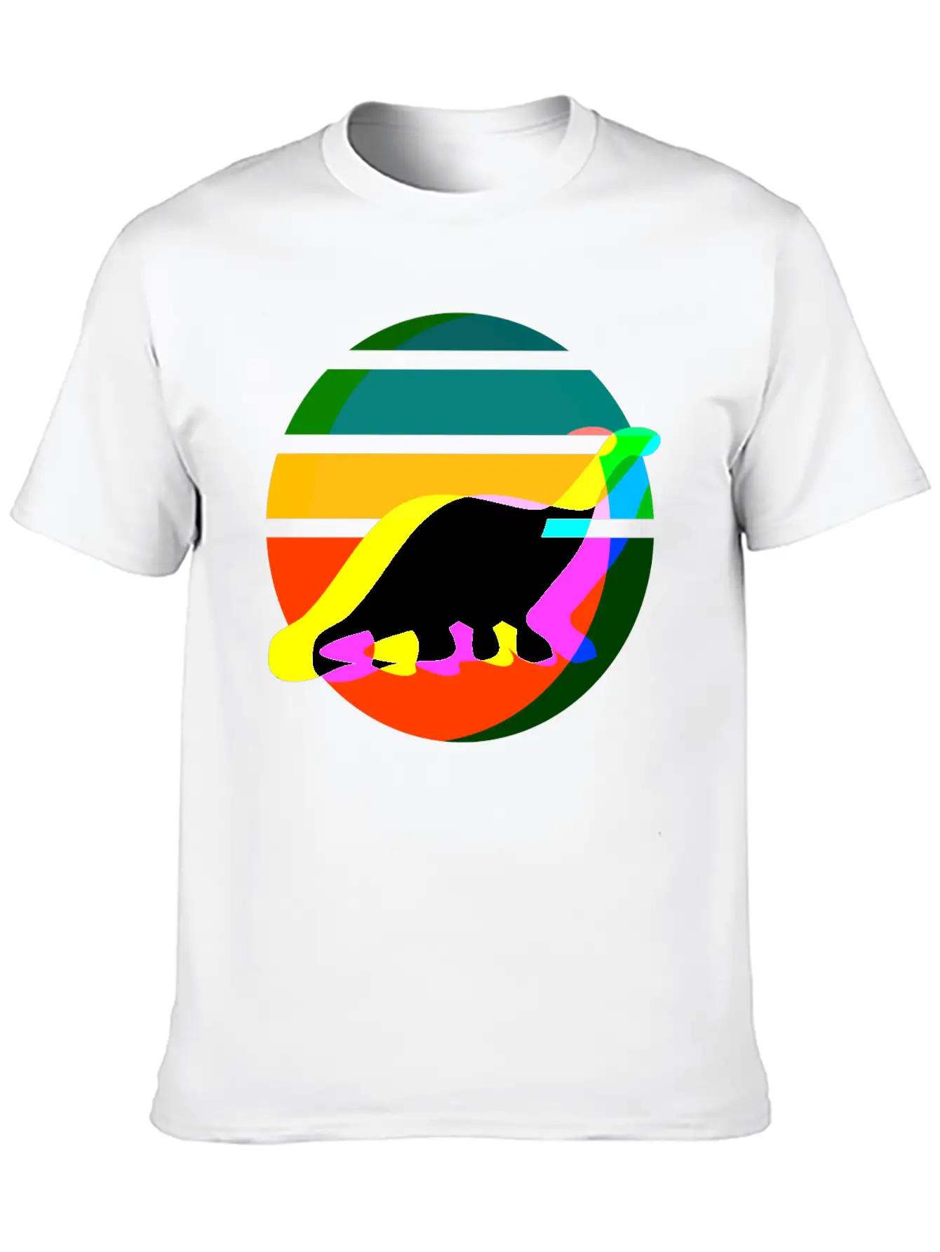 Dinosaur Colorsplit Sunset Essential Cotton Tee For Daily Outfits – Unisex Style