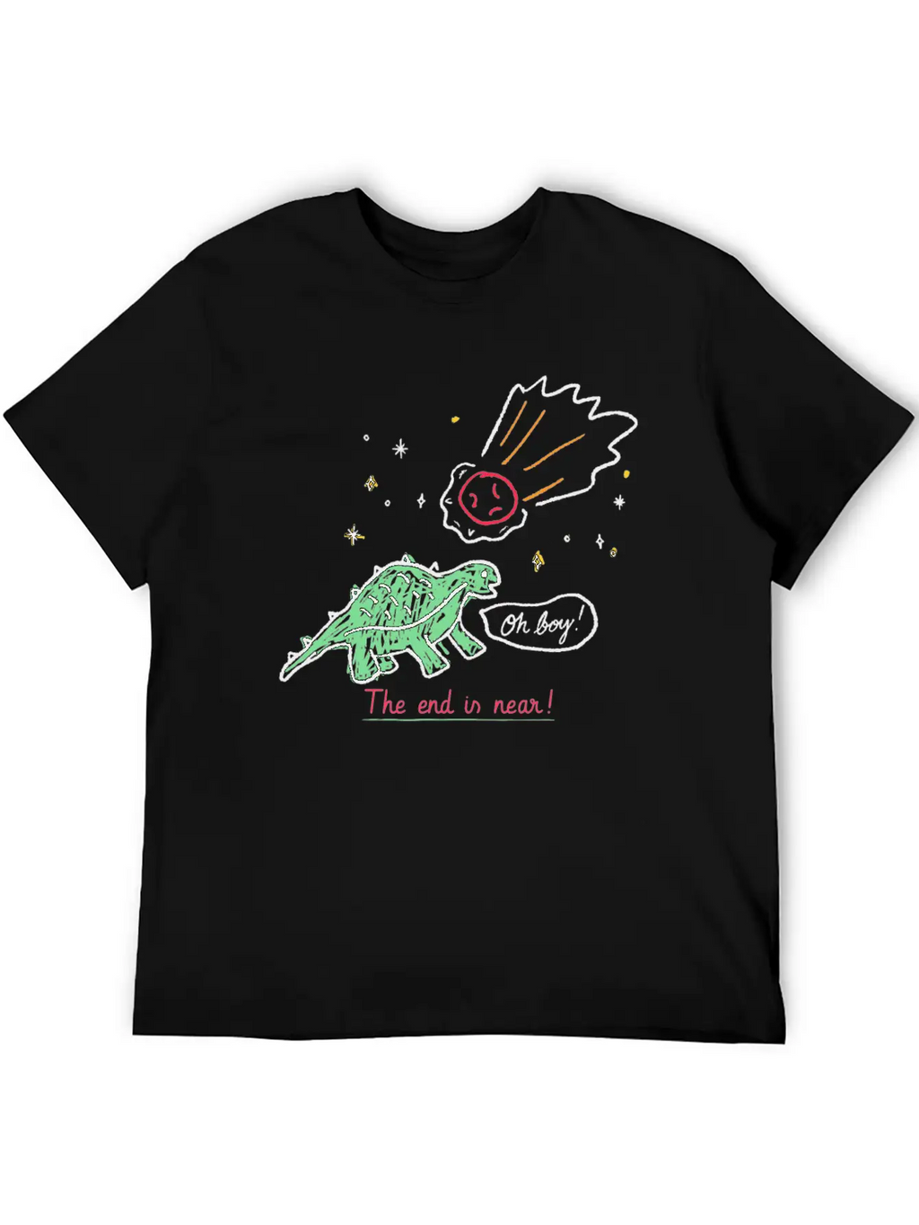 Dinosaur Meteor The End Is Near Relaxed Everyday Tee – Lightweight And Durable Cotton