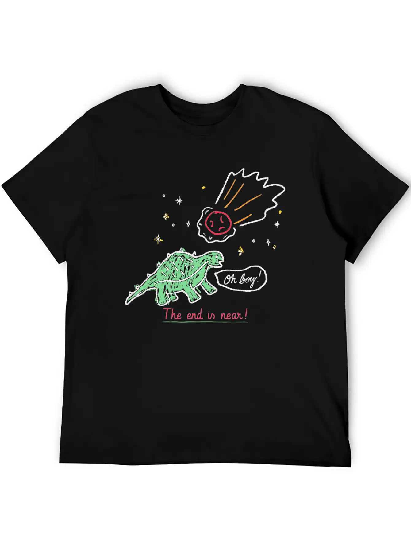 Dinosaur Meteor The End Is Near Relaxed Everyday Tee – Lightweight And Durable Cotton