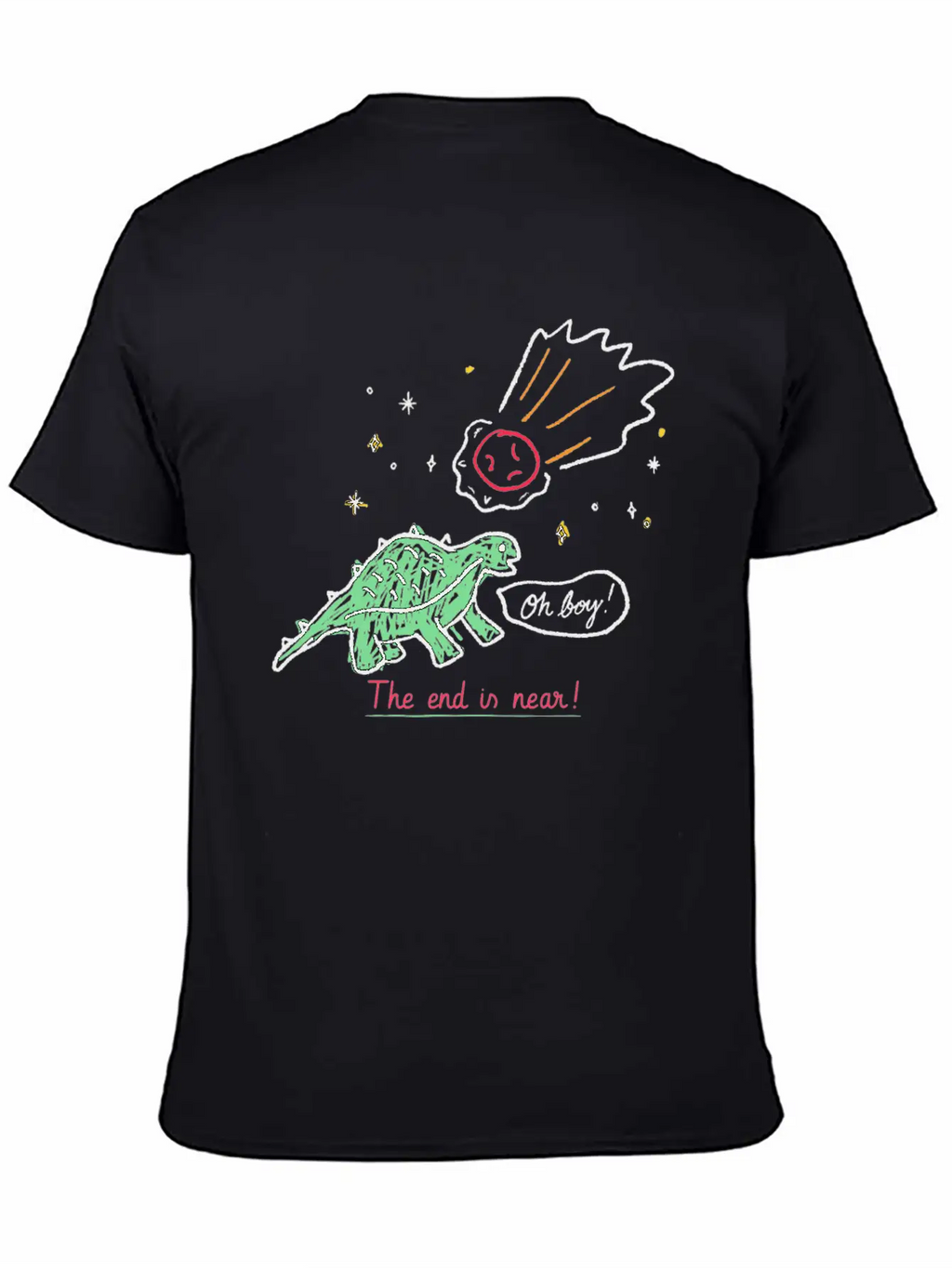 Dinosaur Meteor The End Is Near Relaxed Everyday Tee – Lightweight And Durable Cotton