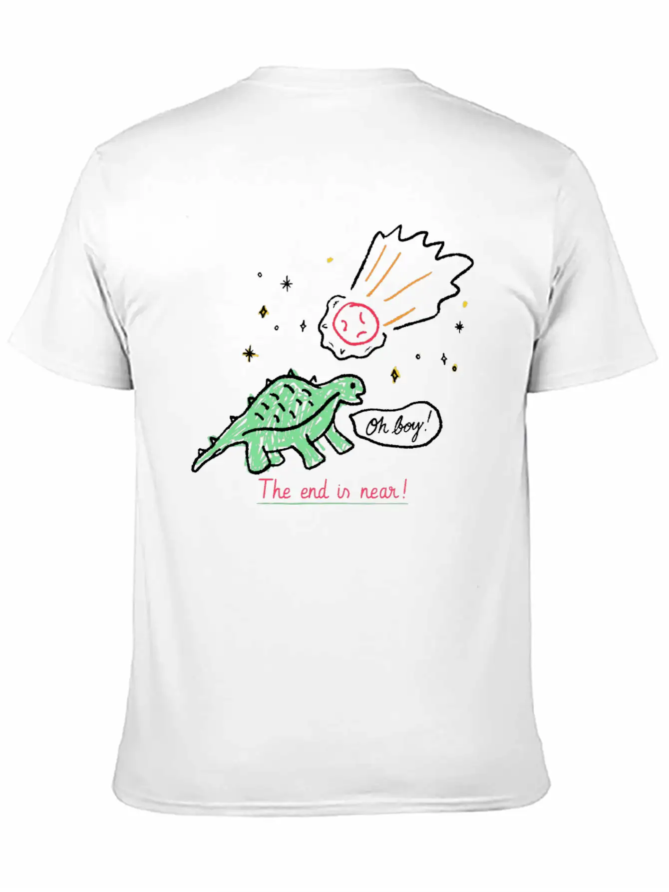 Dinosaur Meteor The End Is Near Relaxed Everyday Tee – Lightweight And Durable Cotton