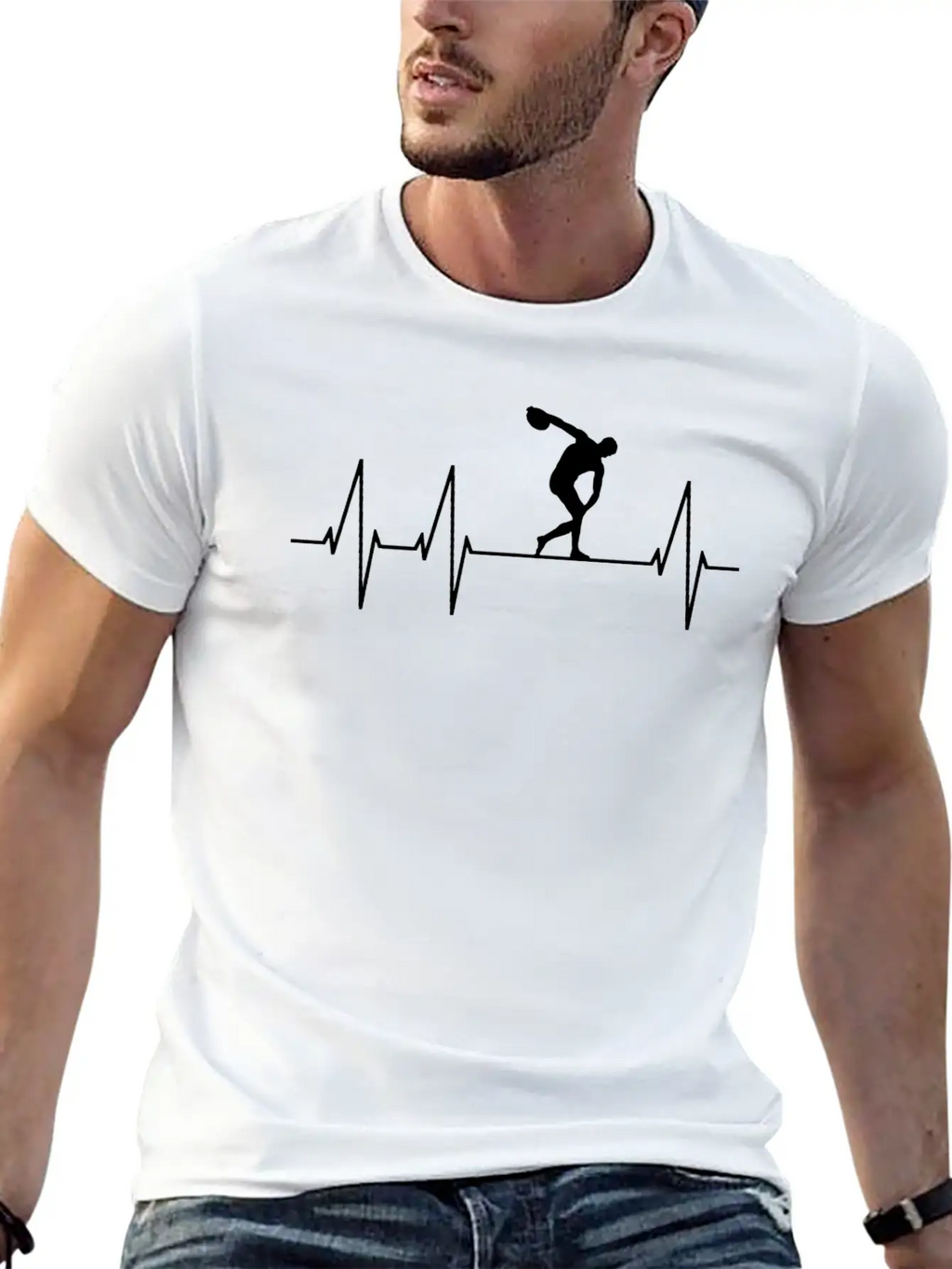 Discus Throw Athlete Heartbeat Pulse Unisex Casual T-Shirt – Clean Design For Daily Comfort