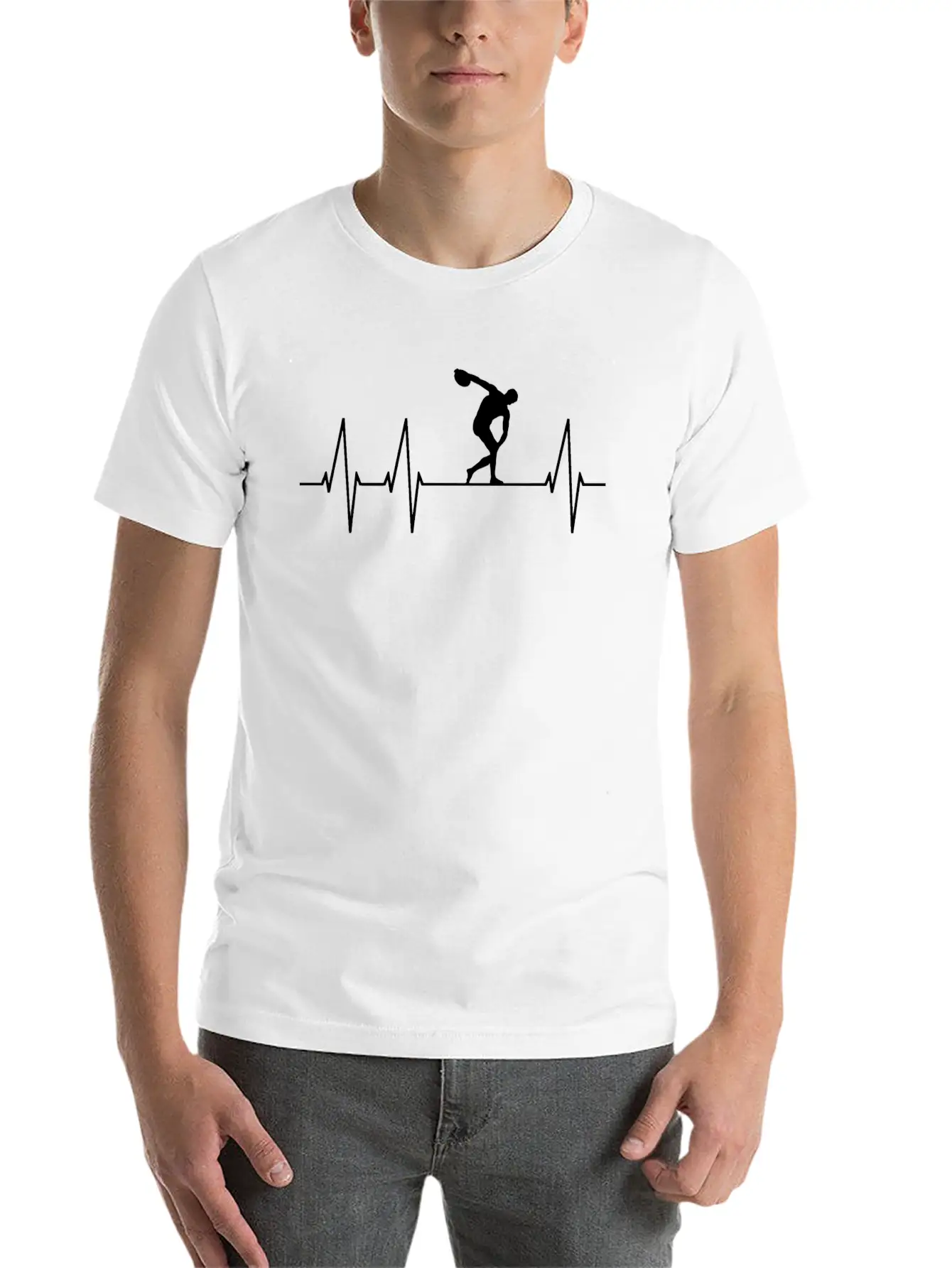 Discus Throw Athlete Heartbeat Pulse Unisex Casual T-Shirt – Clean Design For Daily Comfort