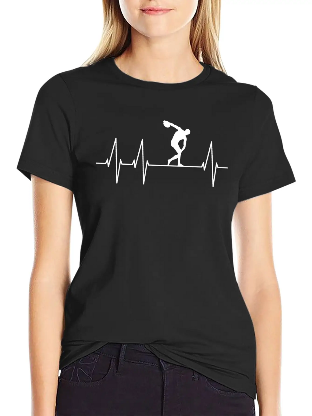 Discus Throw Athlete Heartbeat Pulse Unisex Casual T-Shirt – Clean Design For Daily Comfort