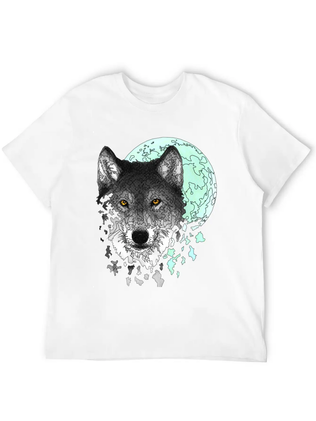 Disintegrating Wolf With Full Moon Relaxed Everyday Tee – Lightweight And Durable Cotton