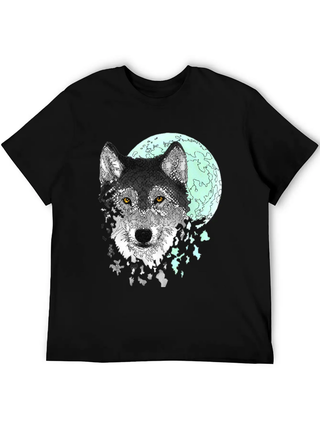 Disintegrating Wolf With Full Moon Relaxed Everyday Tee – Lightweight And Durable Cotton