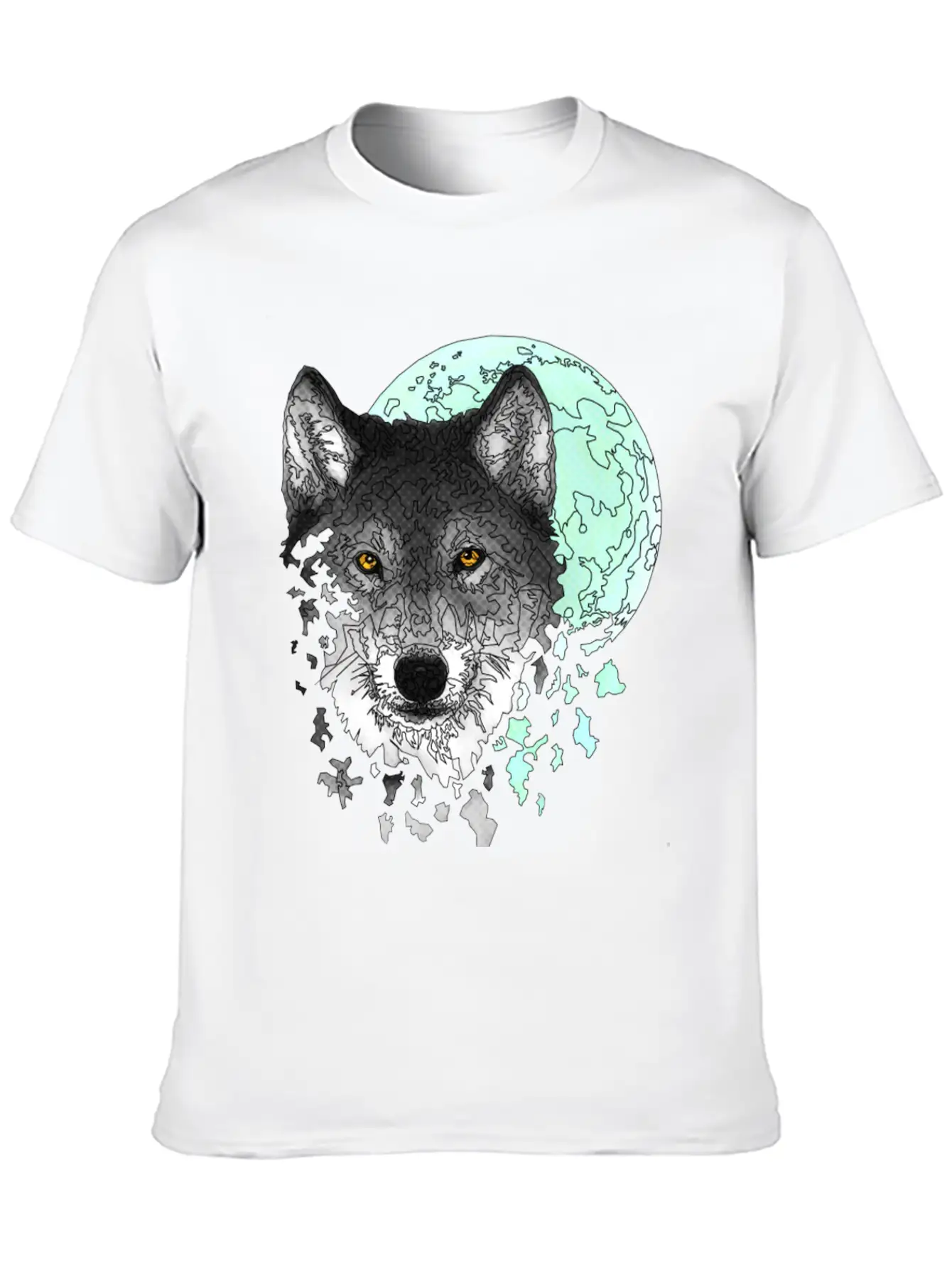Disintegrating Wolf With Full Moon Relaxed Everyday Tee – Lightweight And Durable Cotton