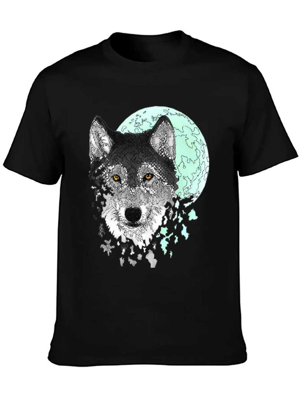 Disintegrating Wolf With Full Moon Relaxed Everyday Tee – Lightweight And Durable Cotton