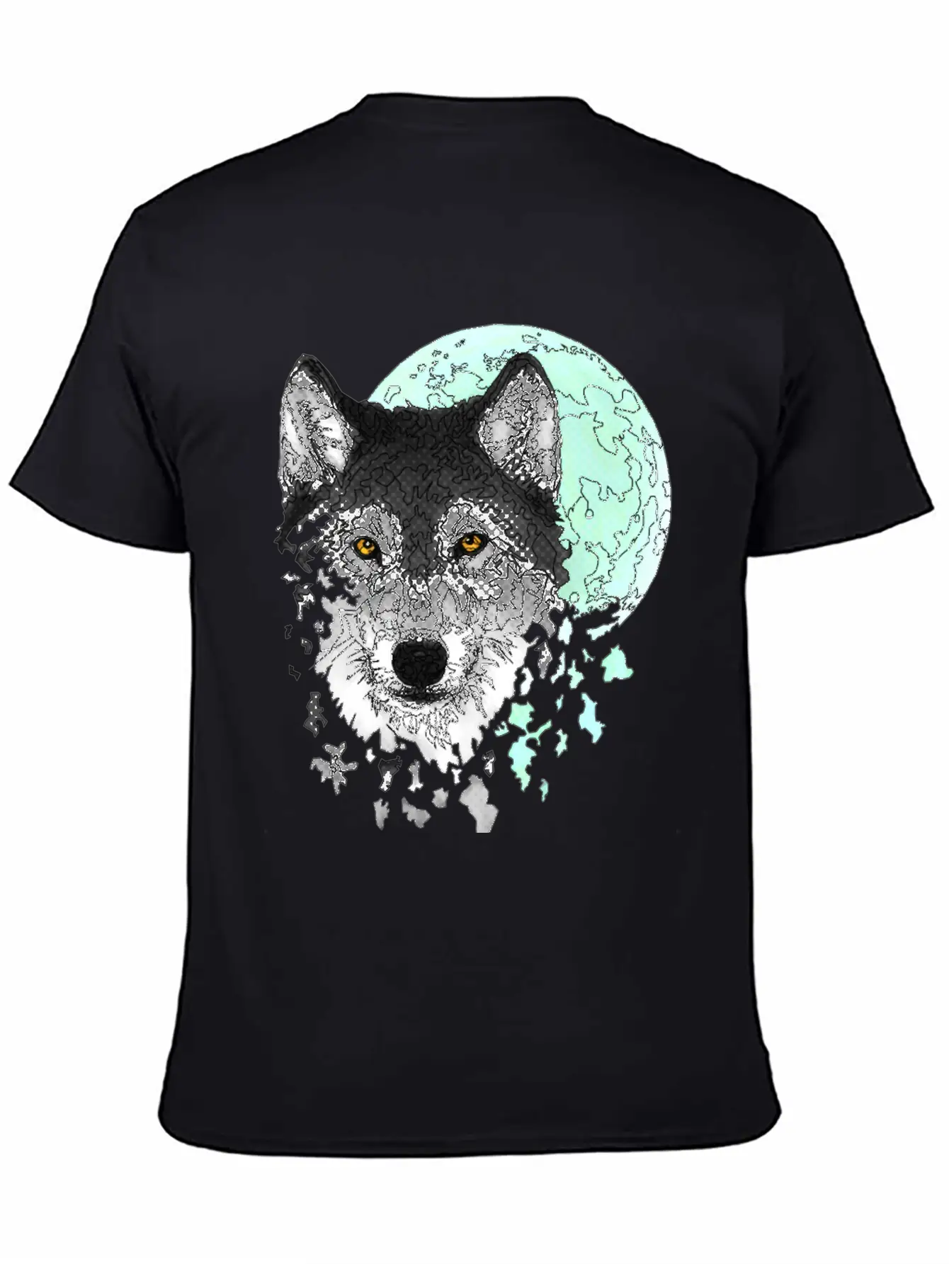 Disintegrating Wolf With Full Moon Relaxed Everyday Tee – Lightweight And Durable Cotton