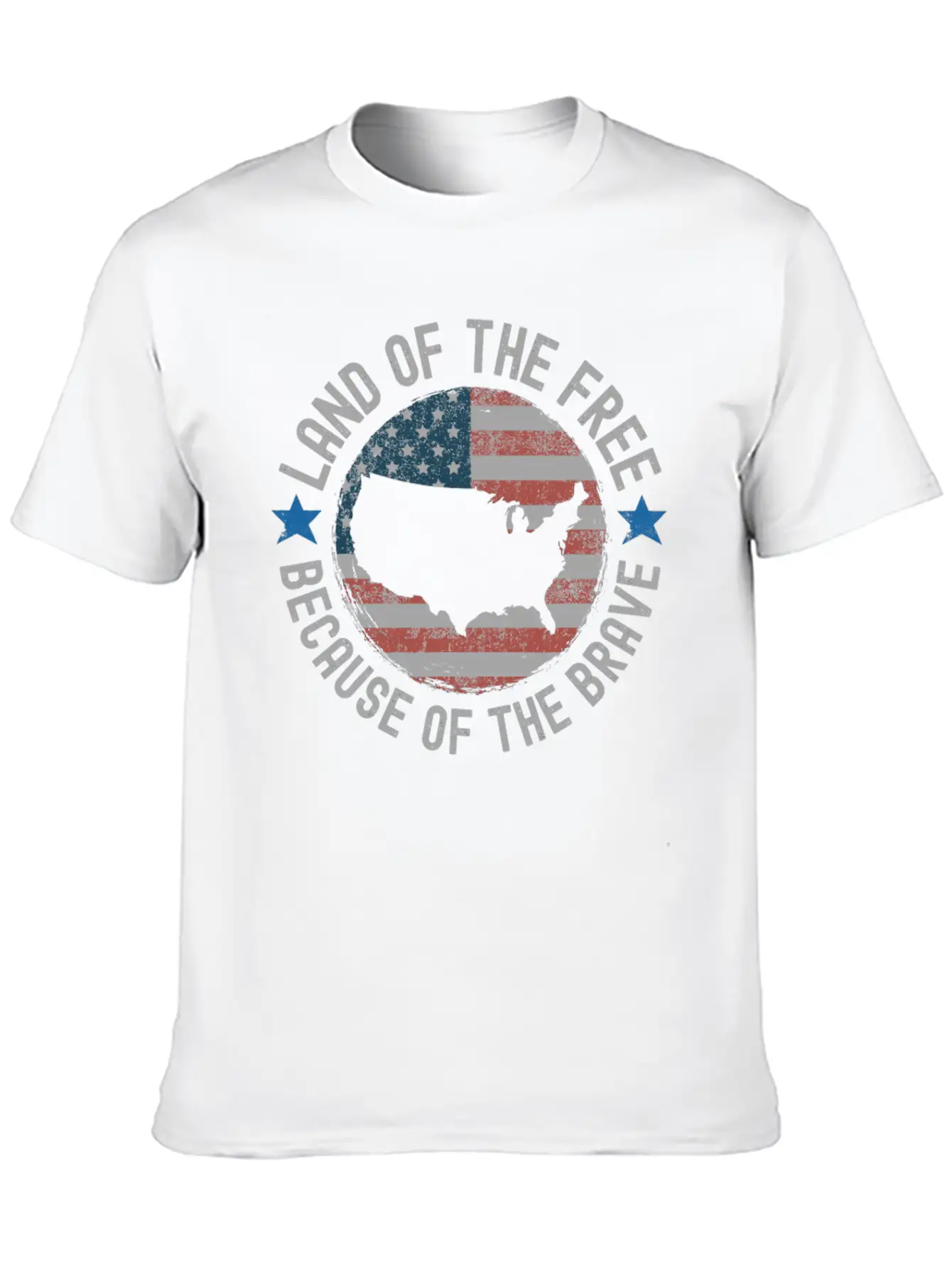 Distressed Land Of The Free Because Of The Brave Breathable Soft Cotton T-Shirt – Timeless Casual Look