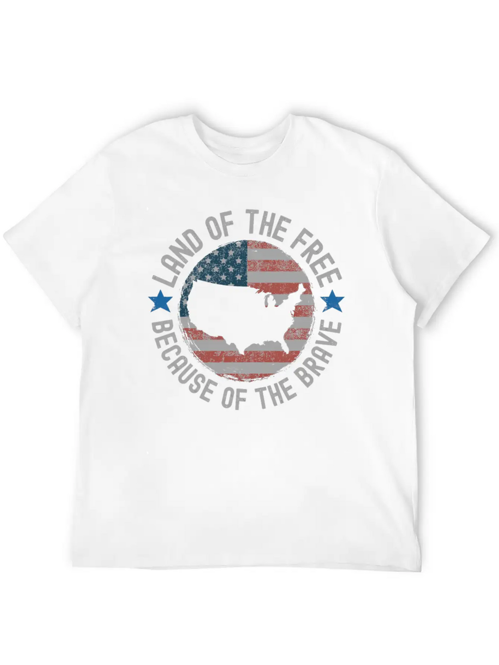 Distressed Land Of The Free Because Of The Brave Breathable Soft Cotton T-Shirt – Timeless Casual Look
