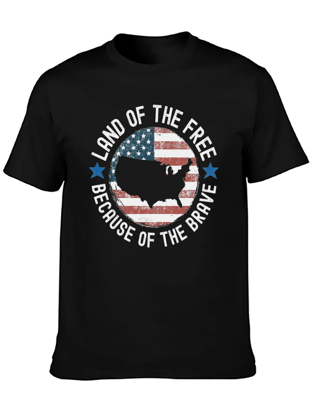 Distressed Land Of The Free Because Of The Brave Breathable Soft Cotton T-Shirt – Timeless Casual Look