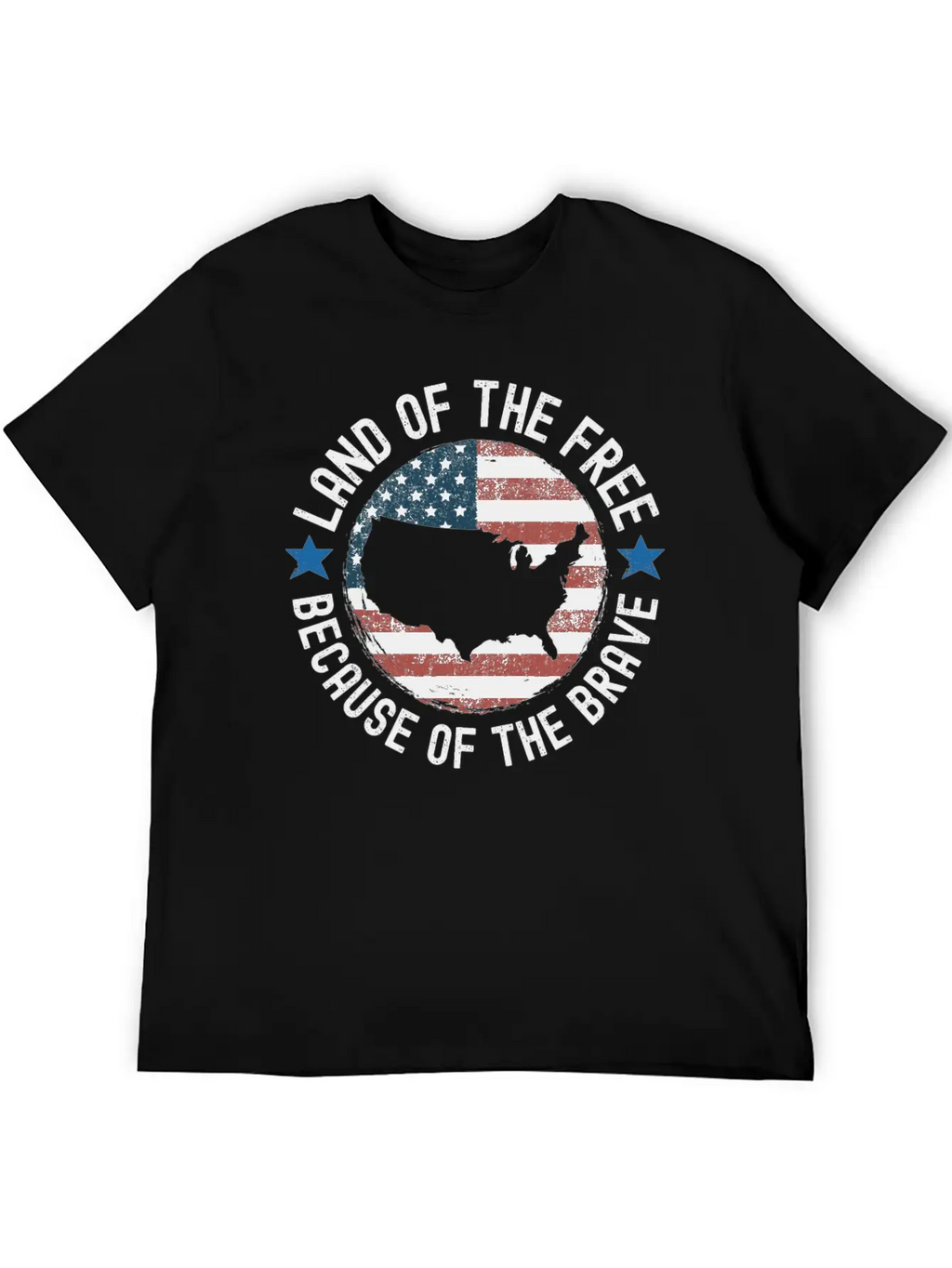 Distressed Land Of The Free Because Of The Brave Breathable Soft Cotton T-Shirt – Timeless Casual Look