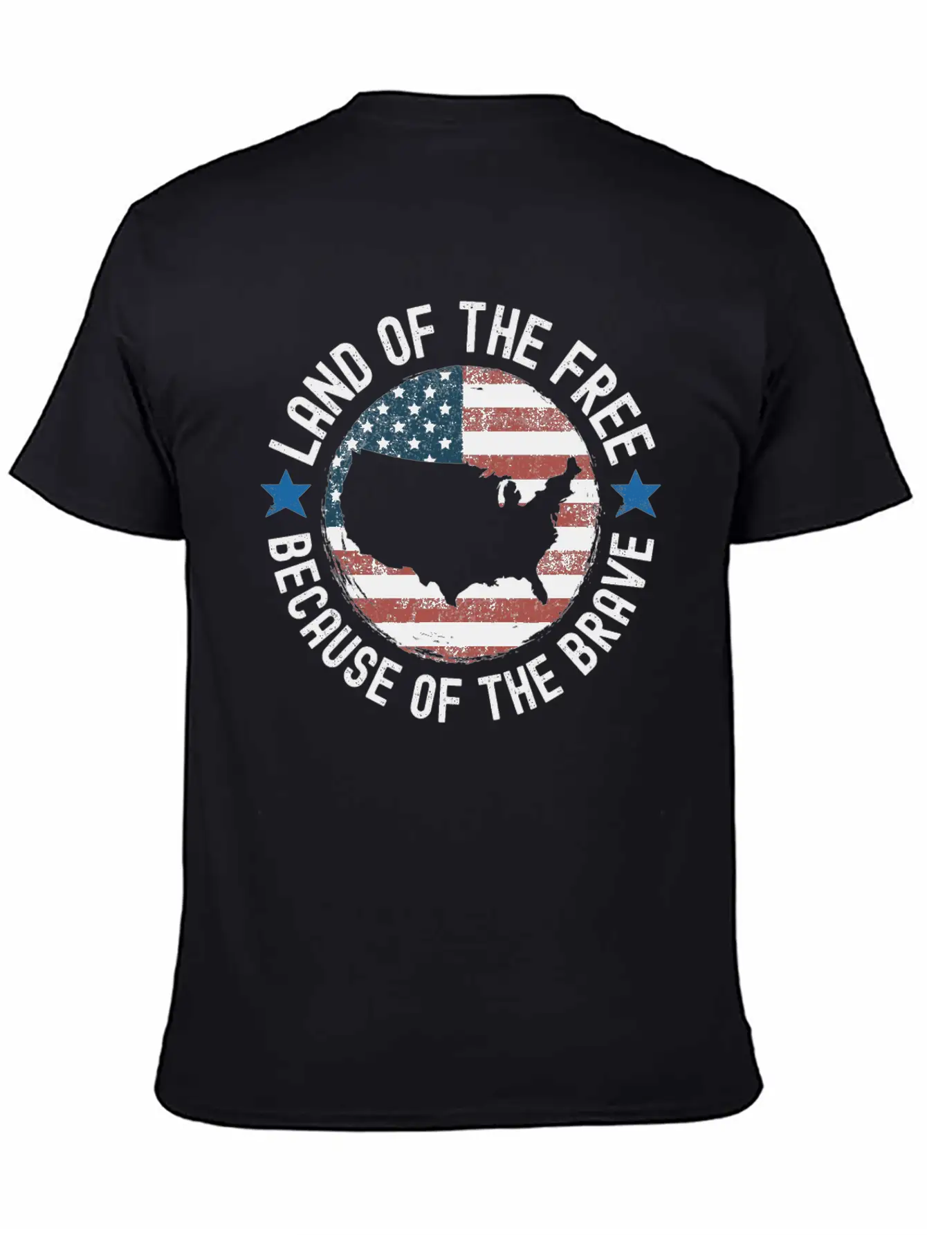 Distressed Land Of The Free Because Of The Brave Breathable Soft Cotton T-Shirt – Timeless Casual Look