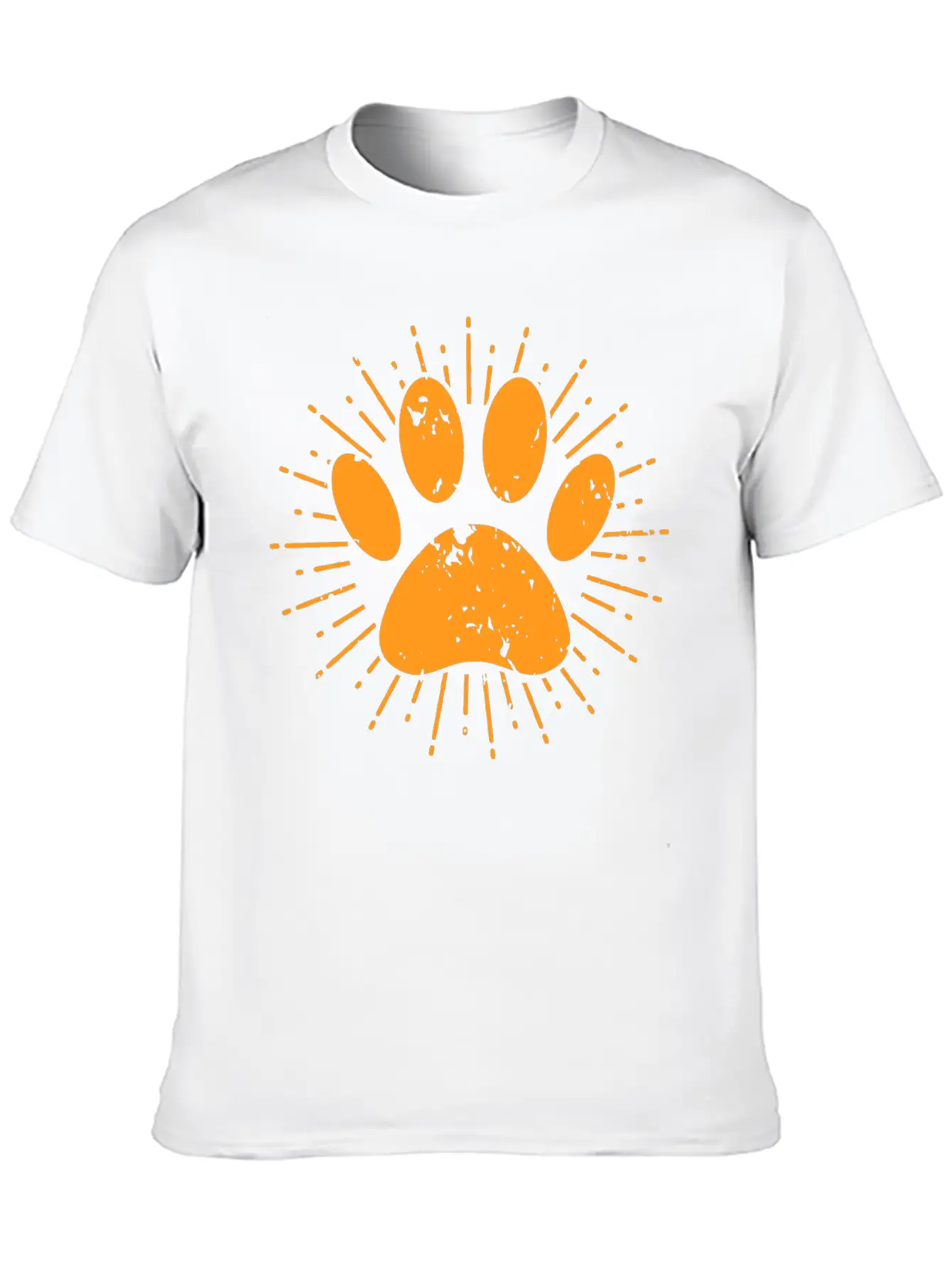 Distressed Sunbeam Dog Paw Print Unisex Casual T-Shirt – Clean Design For Daily Comfort