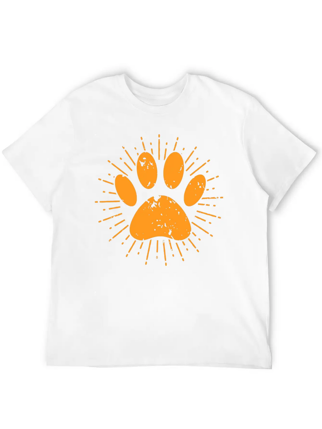 Distressed Sunbeam Dog Paw Print Unisex Casual T-Shirt – Clean Design For Daily Comfort