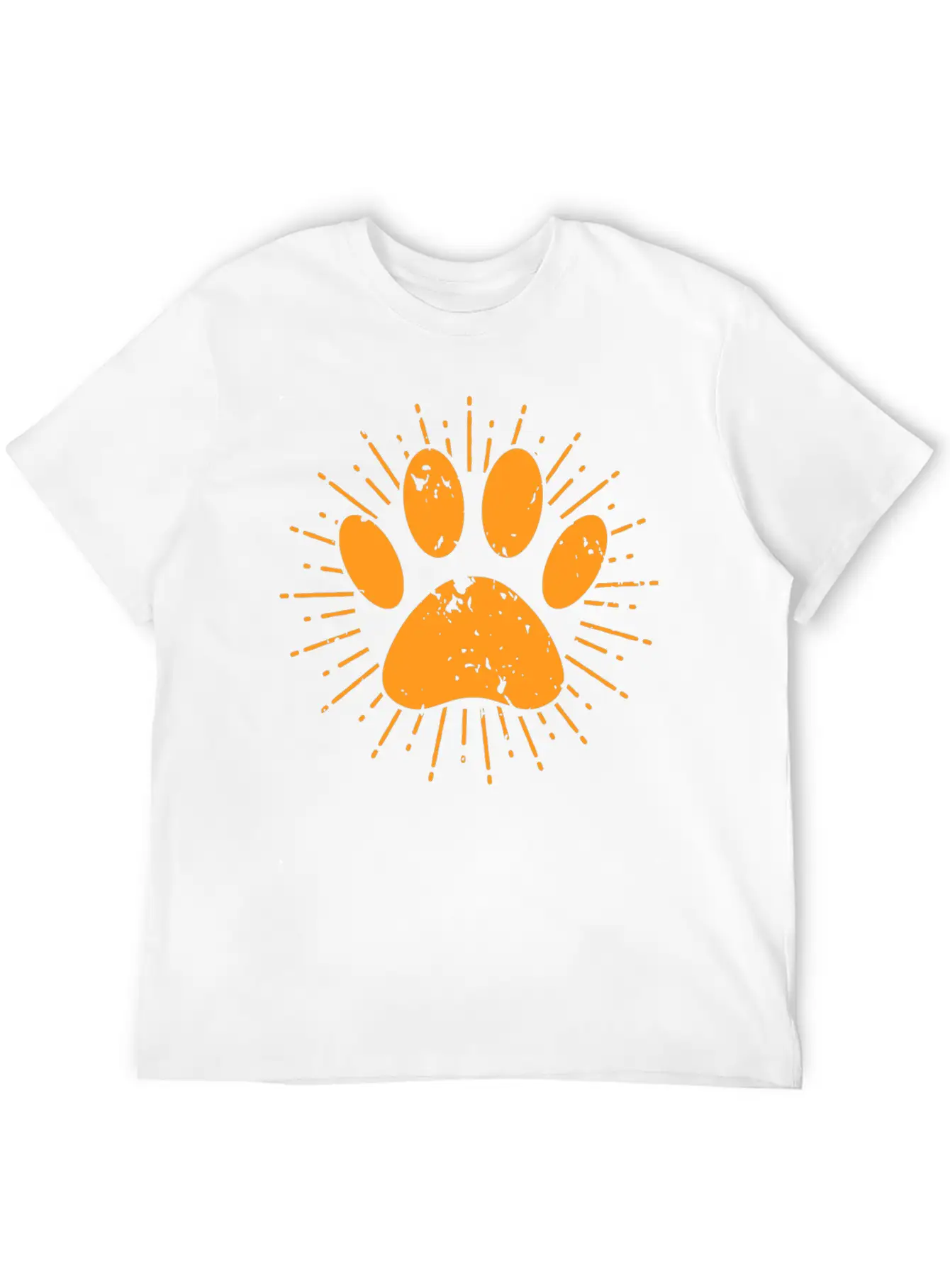 Distressed Sunbeam Dog Paw Print Unisex Casual T-Shirt – Clean Design For Daily Comfort