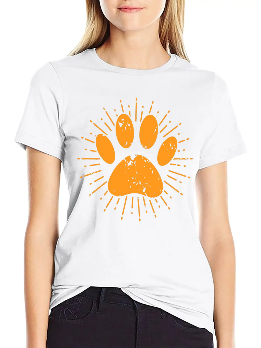 Distressed Sunbeam Dog Paw Print Unisex Casual T-Shirt – Clean Design For Daily Comfort