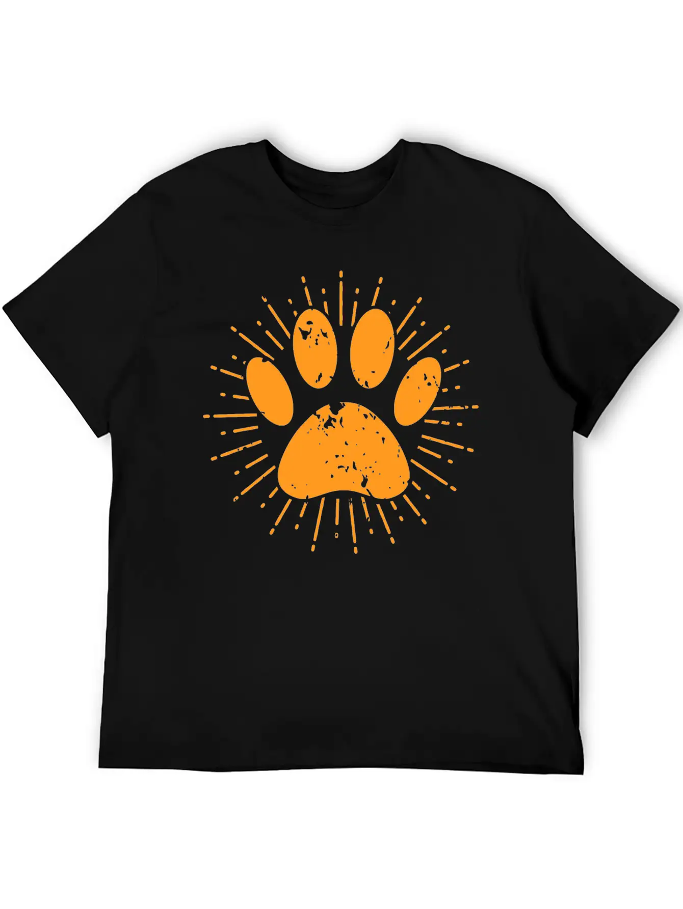 Distressed Sunbeam Dog Paw Print Unisex Casual T-Shirt – Clean Design For Daily Comfort