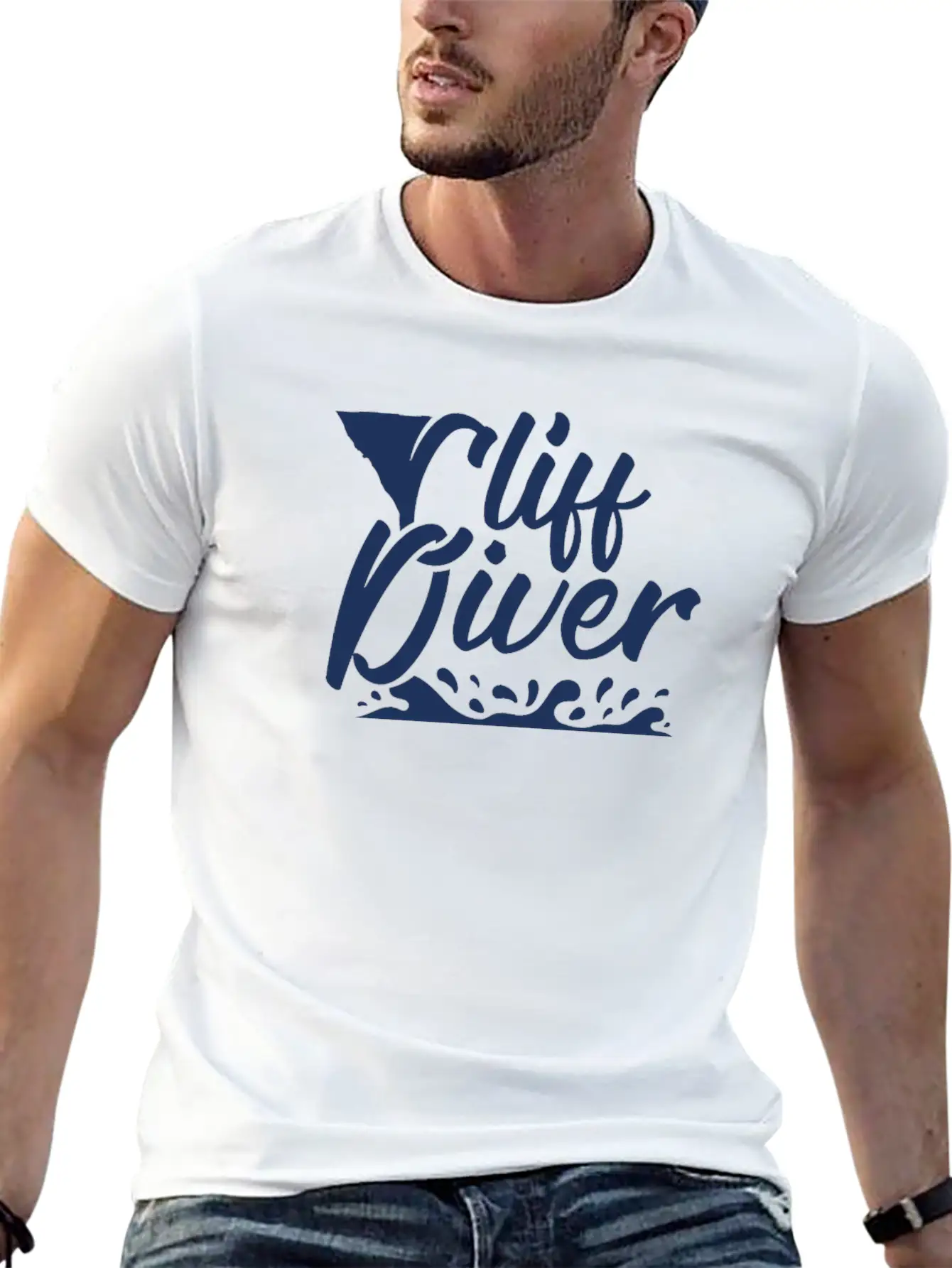 Dive Cliffs Cliff Diver Cliff Diving Jump Stylish Everyday T-Shirt – Unisex Basic Cotton Tee