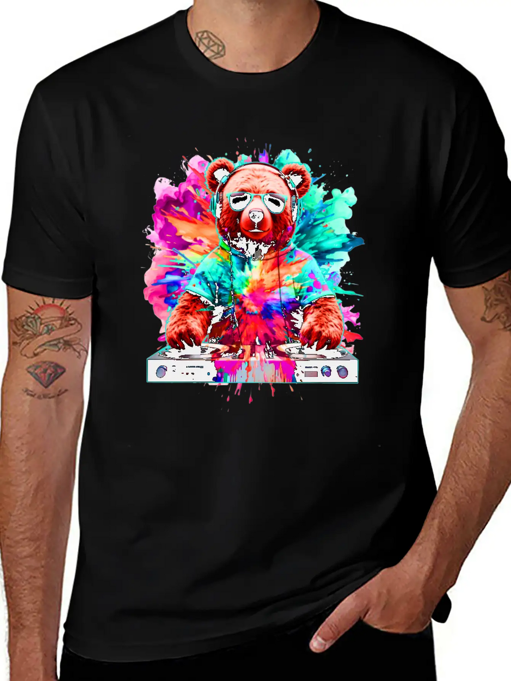DJ Bear, Teddy, Cartoon, Music, Concerts Festivals Unisex Casual T-Shirt – Clean Design For Daily Comfort