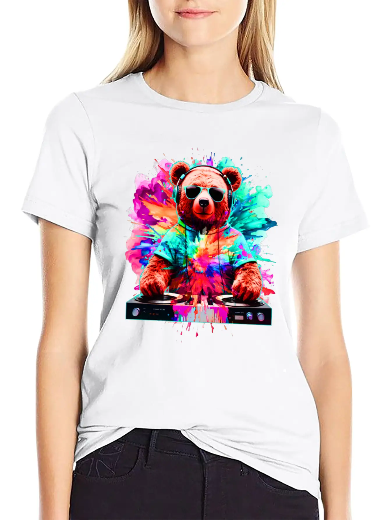 DJ Bear, Teddy, Cartoon, Music, Concerts Festivals Unisex Casual T-Shirt – Clean Design For Daily Comfort