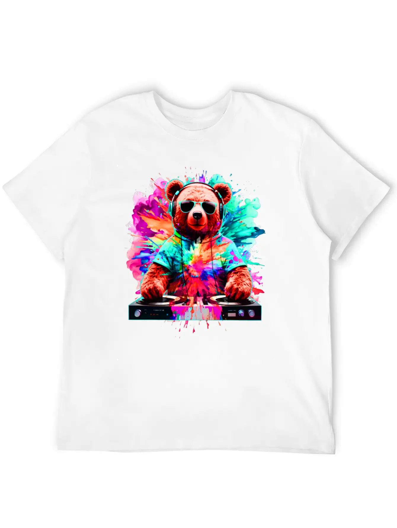 DJ Bear, Teddy, Cartoon, Music, Concerts Festivals Unisex Casual T-Shirt – Clean Design For Daily Comfort