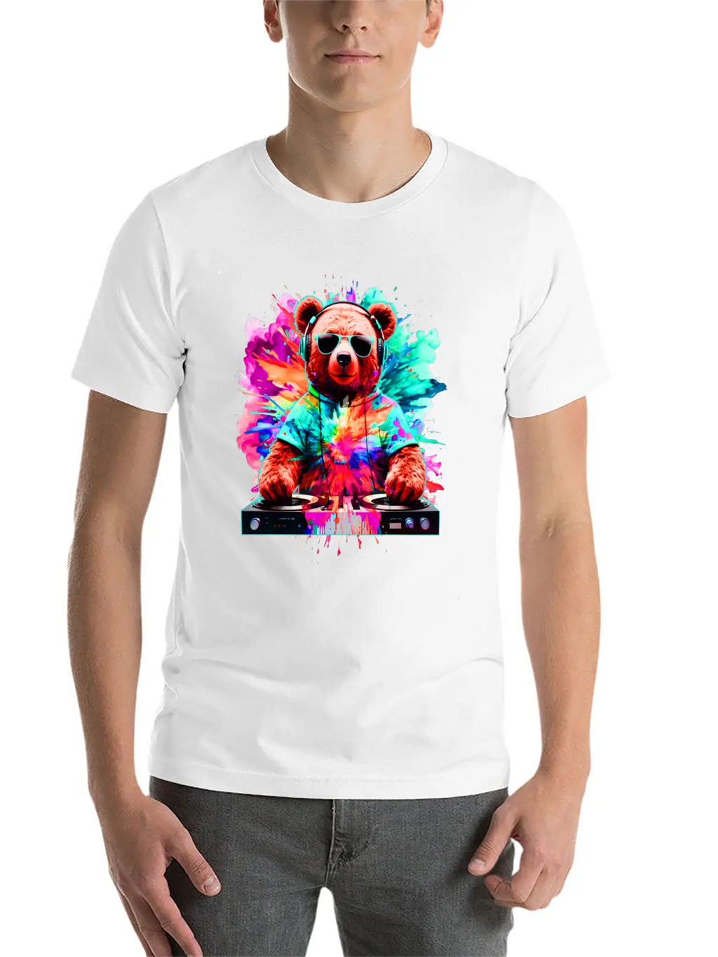 DJ Bear, Teddy, Cartoon, Music, Concerts Festivals Unisex Casual T-Shirt – Clean Design For Daily Comfort