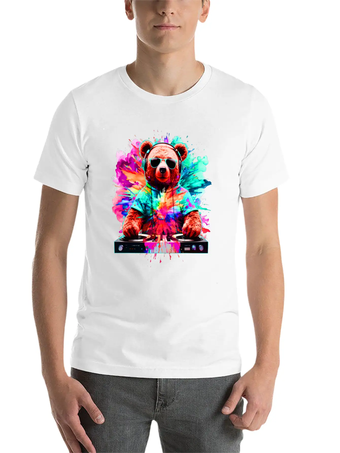 DJ Bear, Teddy, Cartoon, Music, Concerts Festivals Unisex Casual T-Shirt – Clean Design For Daily Comfort