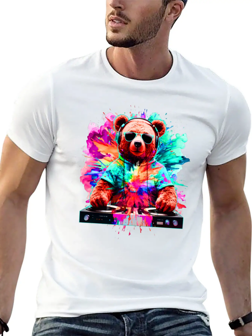 DJ Bear, Teddy, Cartoon, Music, Concerts Festivals Unisex Casual T-Shirt – Clean Design For Daily Comfort