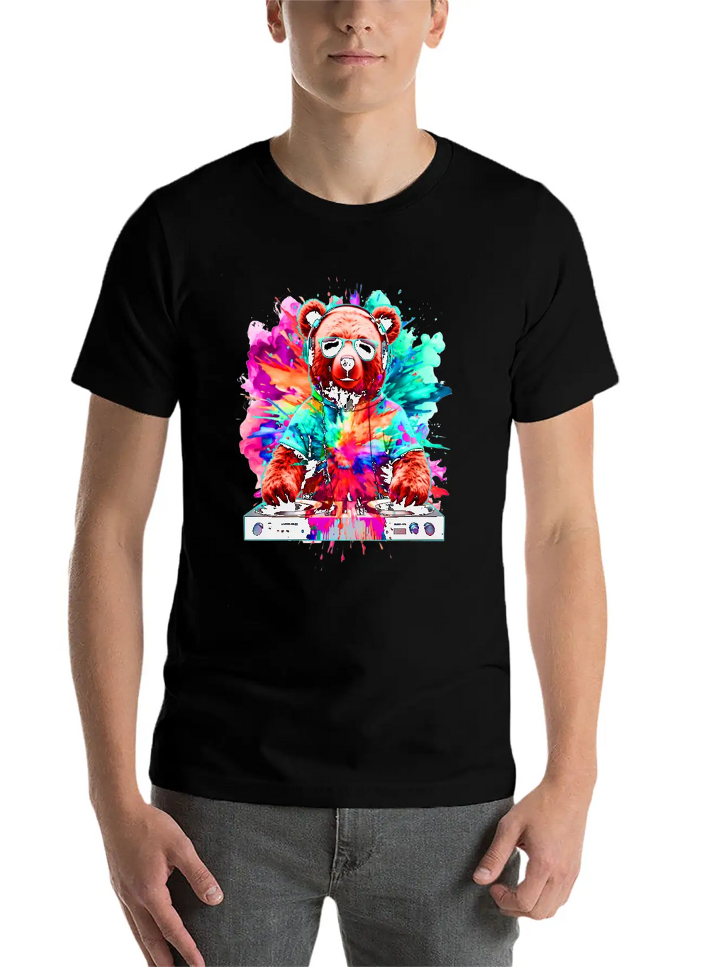 DJ Bear, Teddy, Cartoon, Music, Concerts Festivals Unisex Casual T-Shirt – Clean Design For Daily Comfort